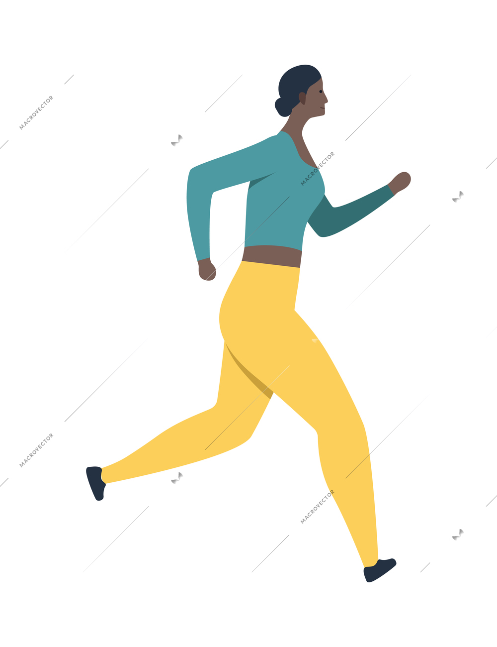 Healthy lifestyle flat composition with isolated character of running athletic woman on blank background vector illustration