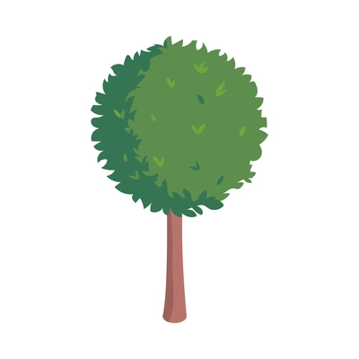 Isometric city park elements composition with isolated image of oak tree on blank background vector illustration