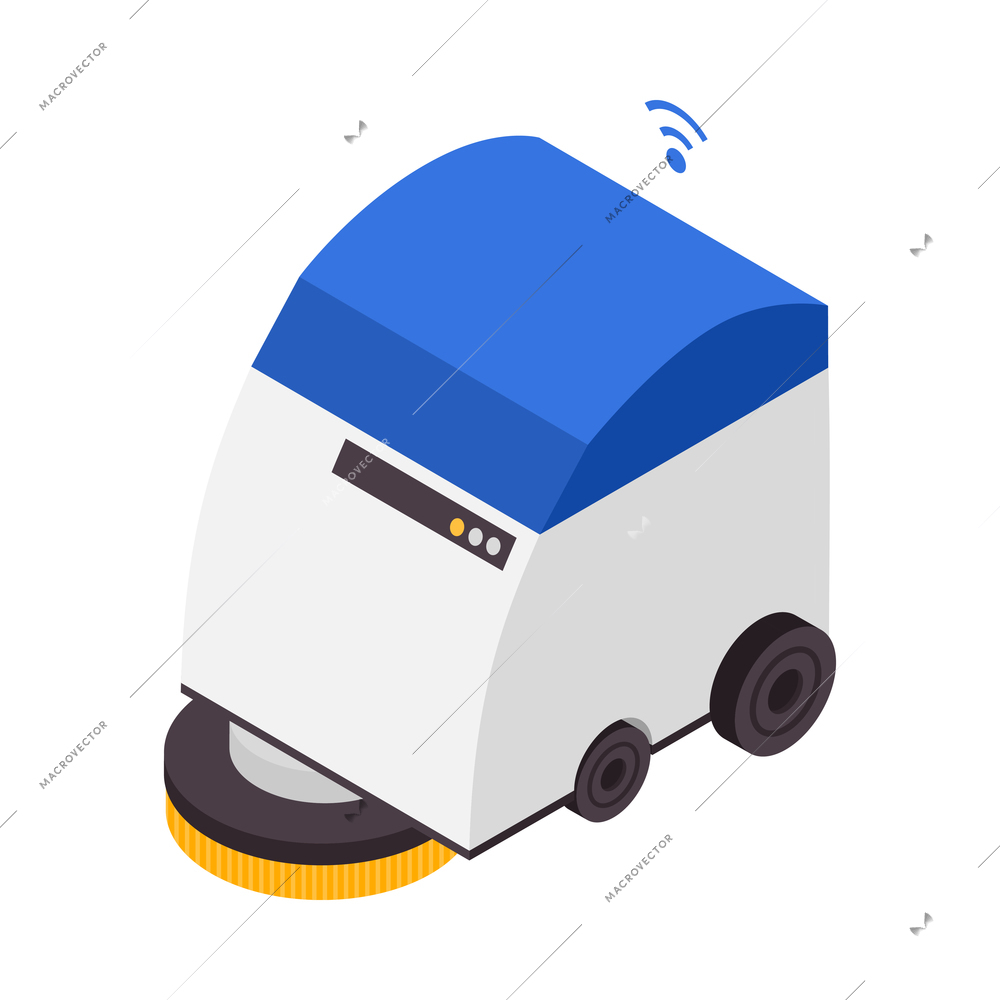 Professional cleaning service isometric composition with isolated image of wireless cleaning machine on blank background vector illustration