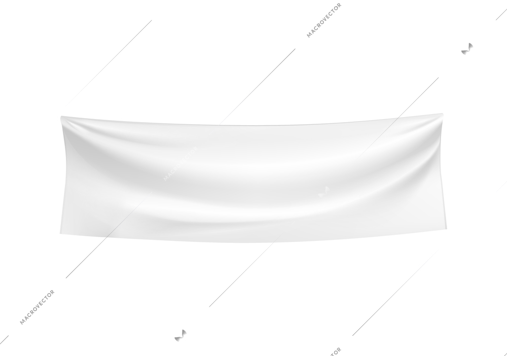 Realistic composition with isolated image of waving white banner on post on blank background vector illustration