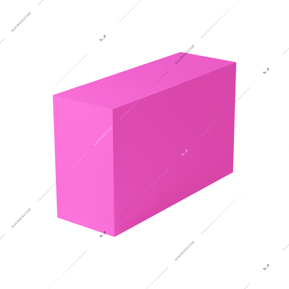 Basic stereometry shapes realistic composition with isolated 3d image of purple colored cuboid on blank background vector illustration
