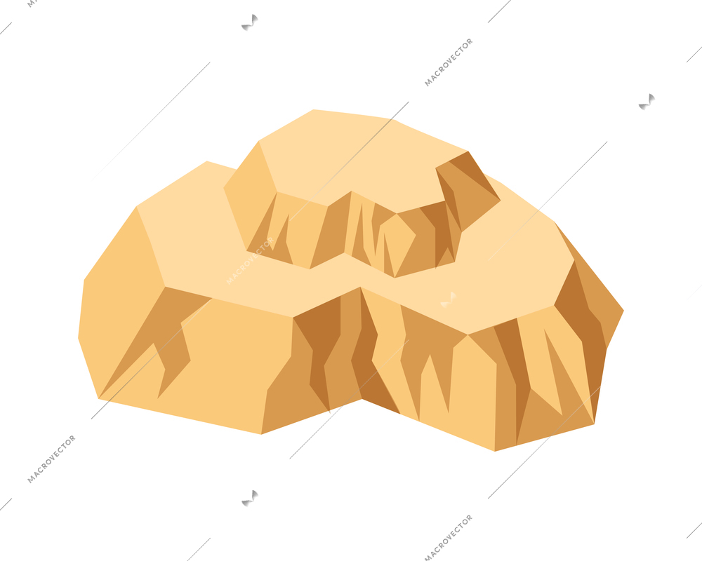 Isometric safari composition with isolated image of mountain cliffs on blank background vector illustration