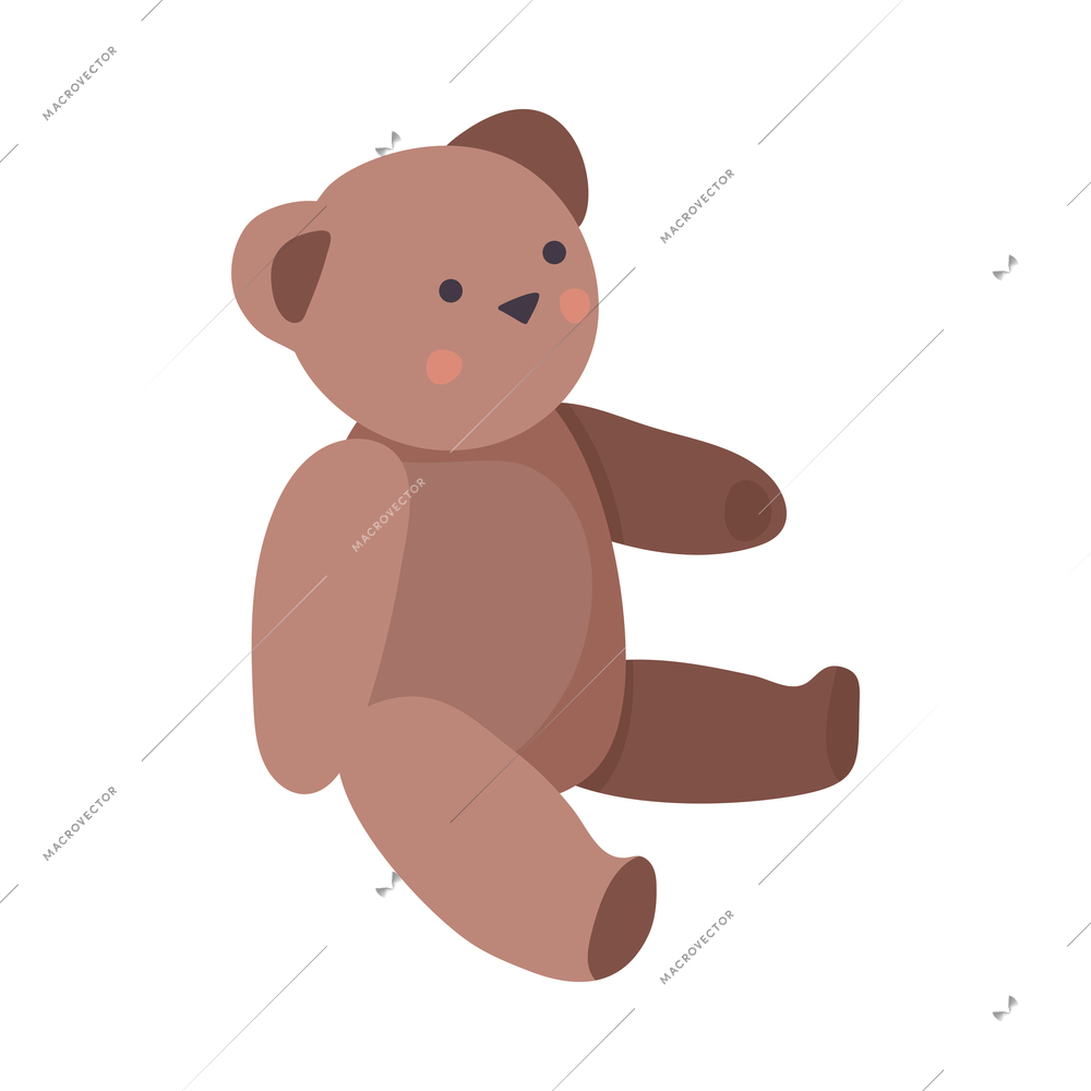 Kindergarten isometric composition with isolated image of teddybear toy on blank background vector illustration