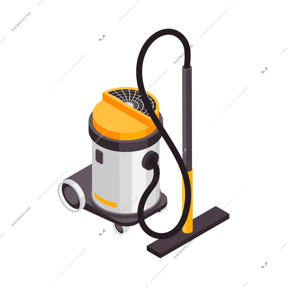 Professional cleaning service isometric composition with isolated image of vacuum cleaner appliance on blank background vector illustration