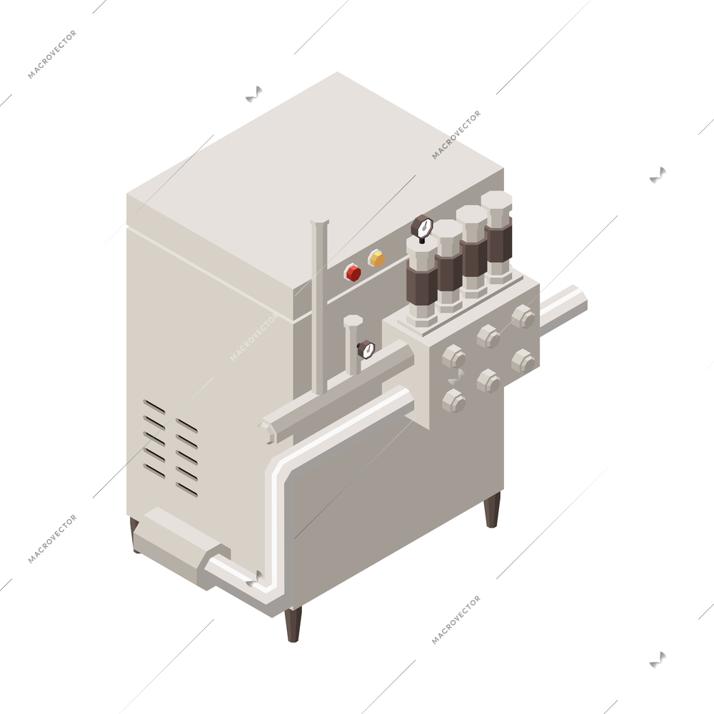 Milk production isometric composition with isolated image of industrial facility on blank background vector illustration