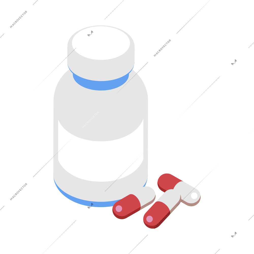 Isometric allergy composition with isolated image of anti allergic pills pack on blank background vector illustration