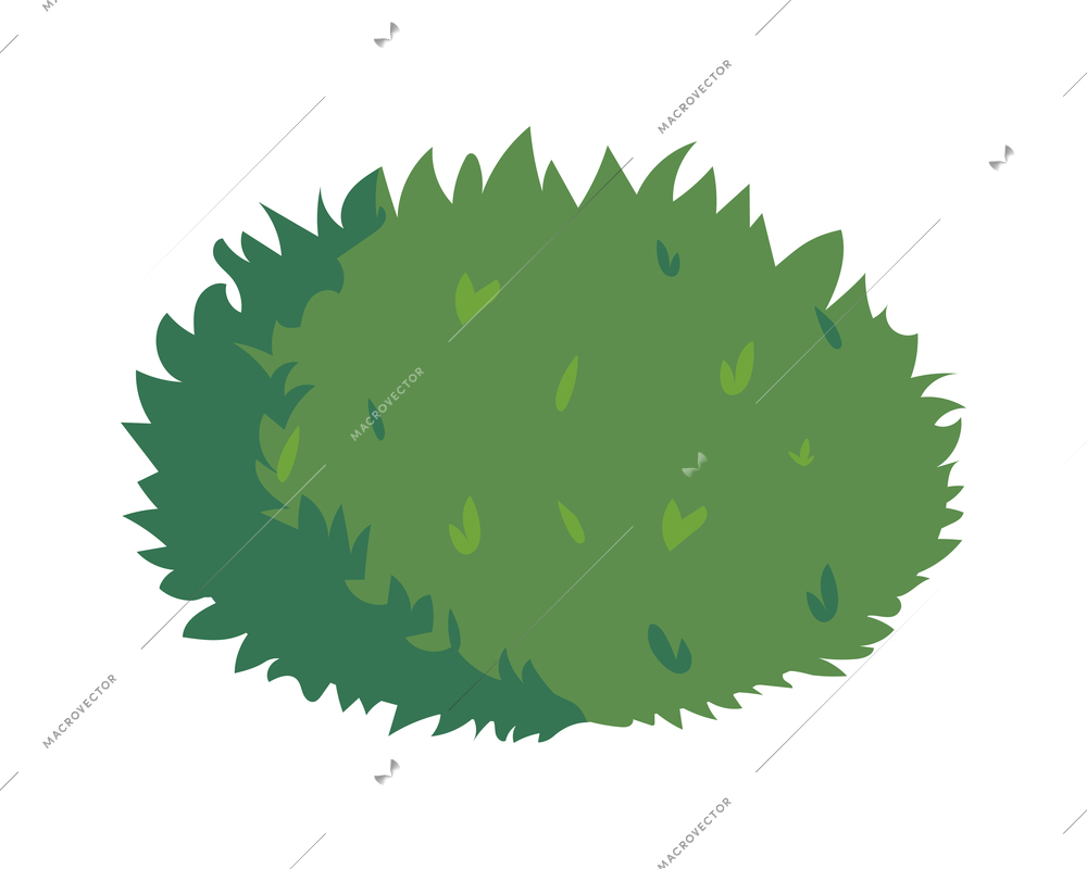 Isometric city park elements composition with isolated image of green bush on blank background vector illustration