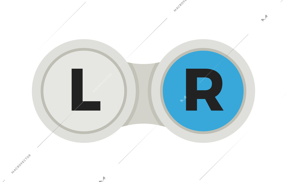 Ophthalmic eye care test composition with isolated image of case for contact lenses vector illustration