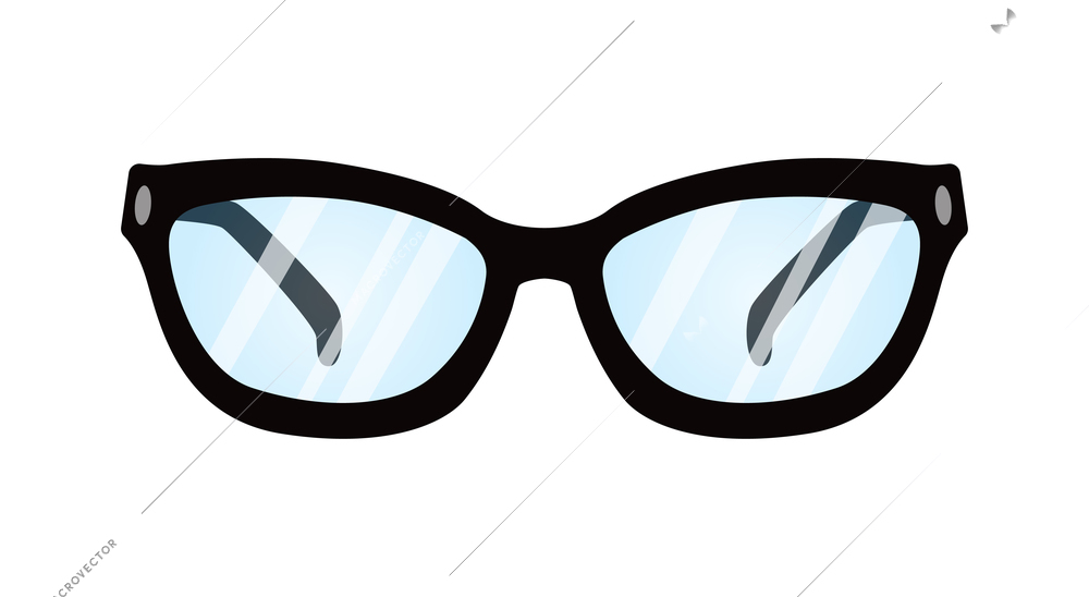 Ophthalmic eye care test composition with isolated image of eyeglasses on blank background vector illustration