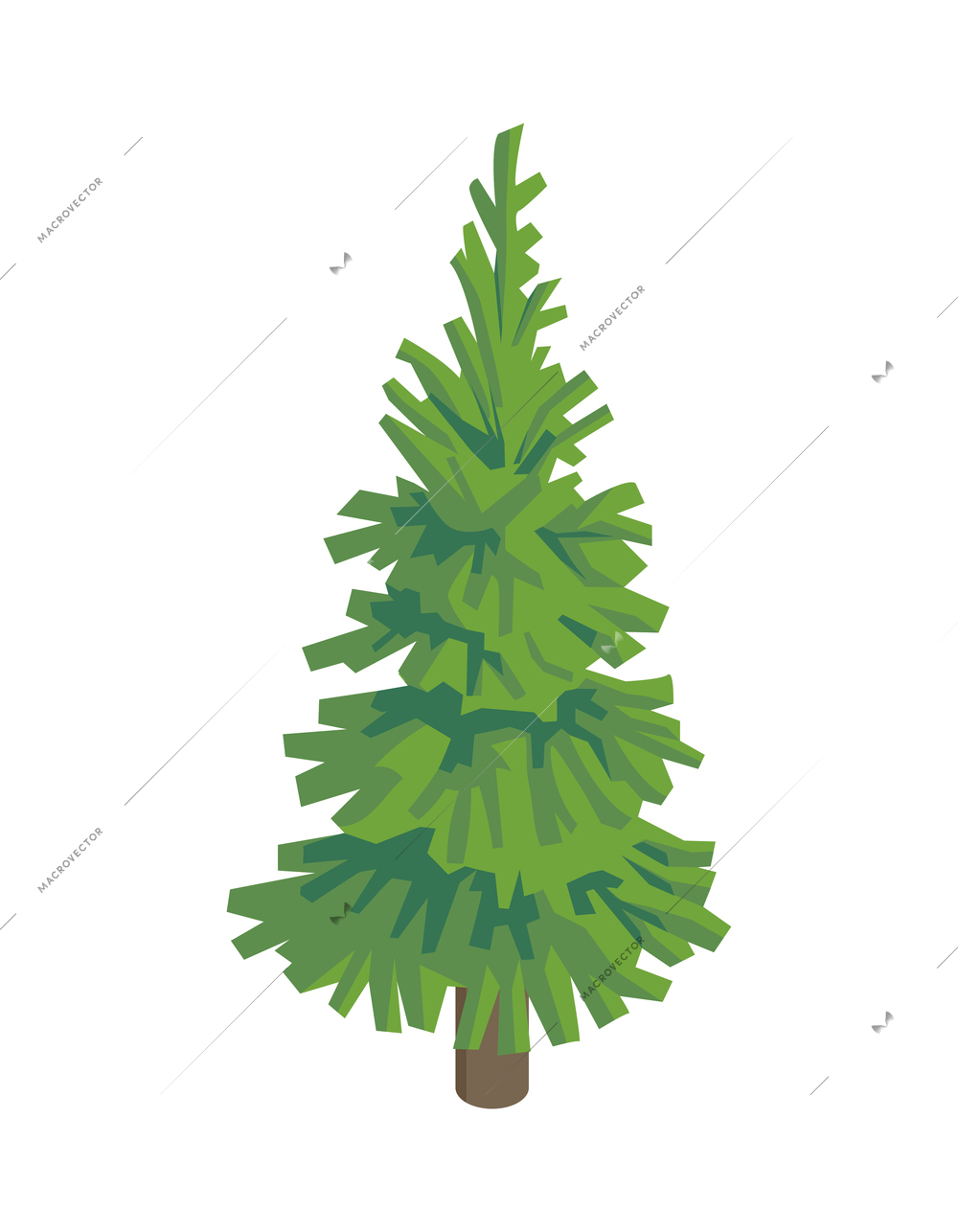 Isometric city park elements composition with isolated image of fir tree on blank background vector illustration