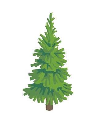 Isometric city park elements composition with isolated image of fir tree on blank background vector illustration