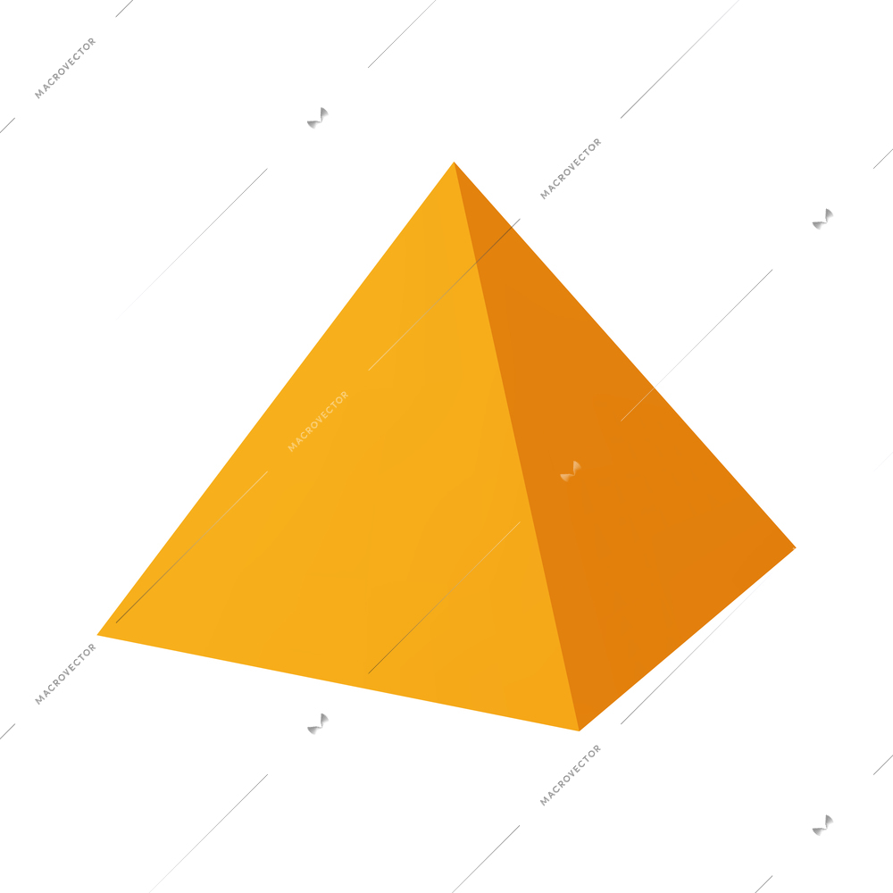 Basic stereometry shapes realistic composition with isolated 3d image of colorful square pyramid on blank background vector illustration