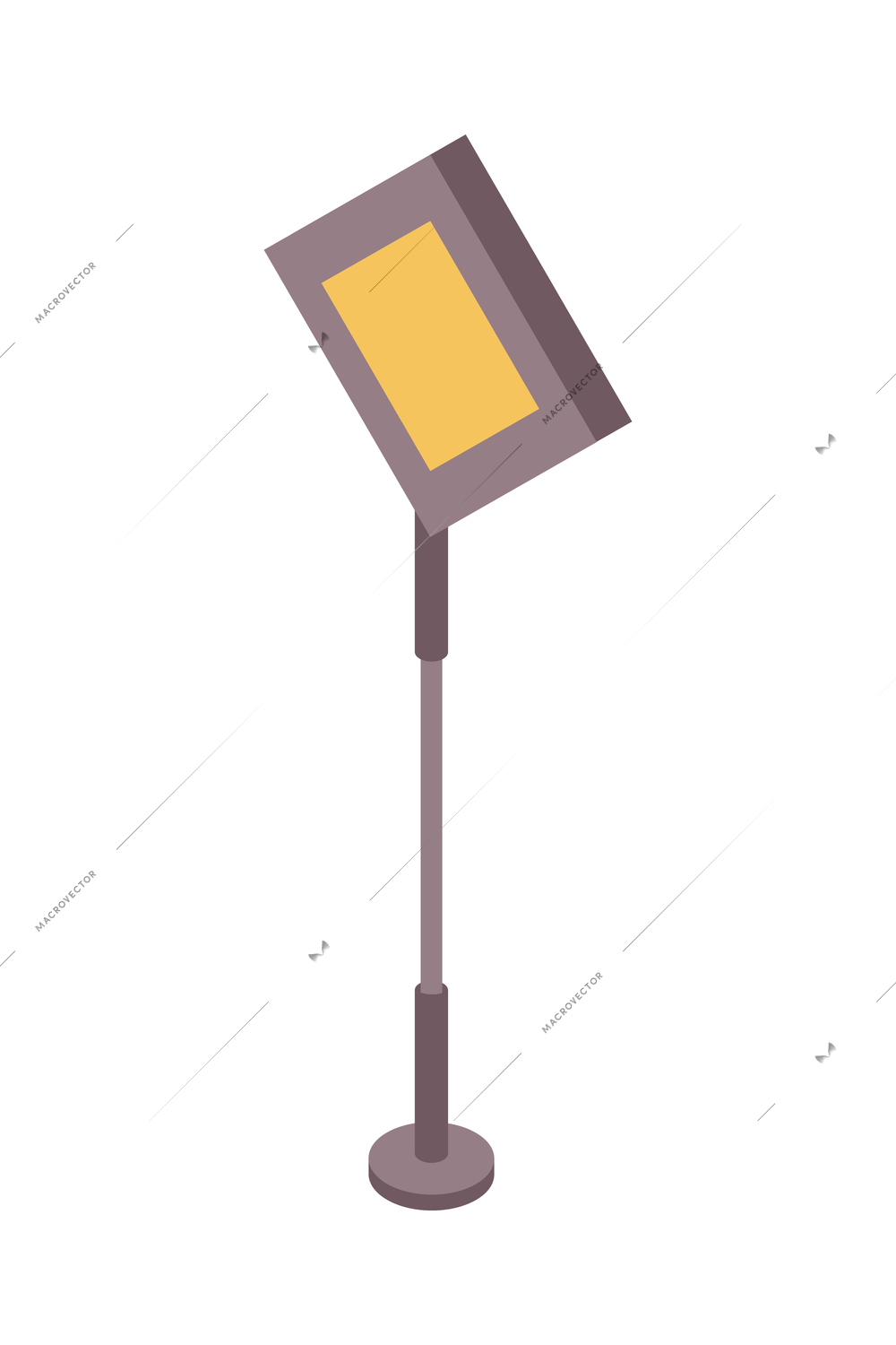 Road set isometric composition with isolated image of trunk route traffic sign on post vector illustration