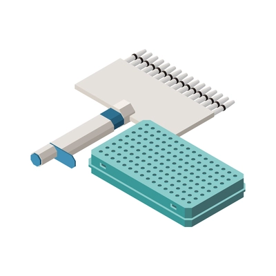 Vaccination isometric composition with isolated image of kit with vaccine ampoules and syringe on blank background vector illustration