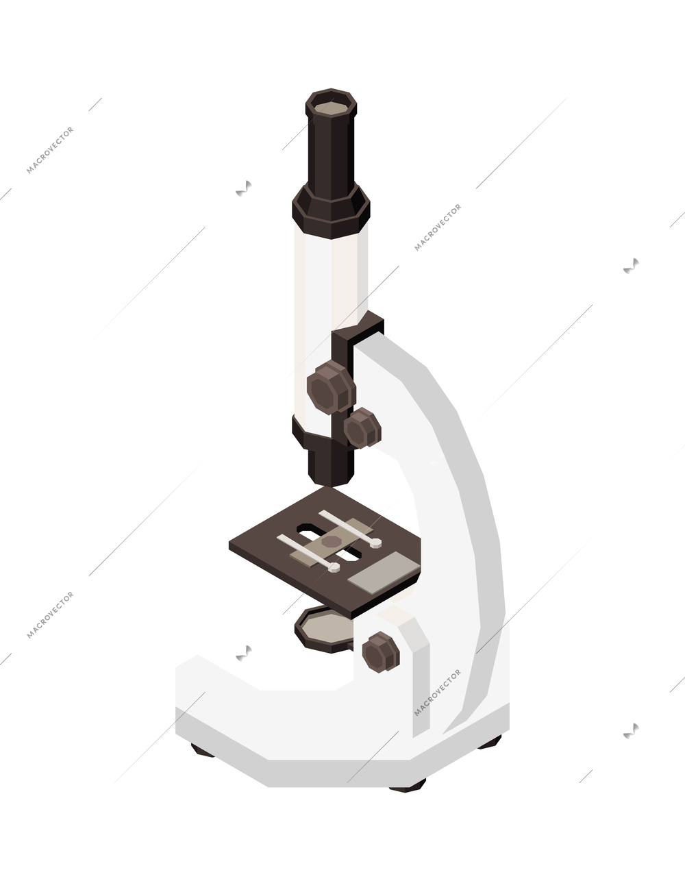 Vaccination isometric composition with isolated image of laboratory microscope on blank background vector illustration