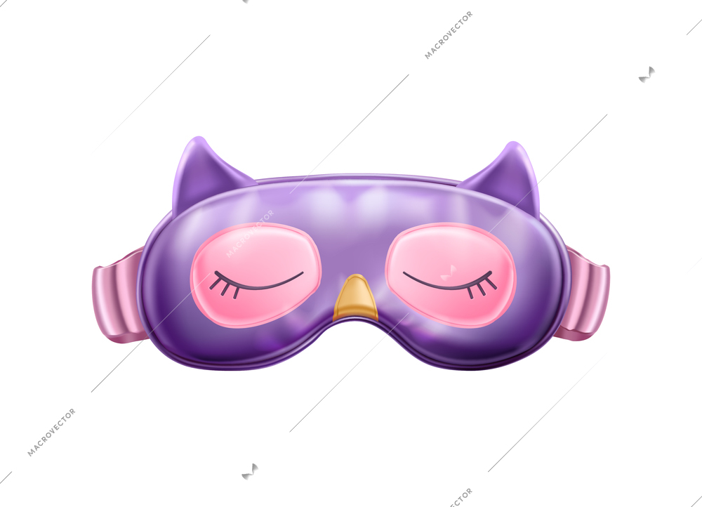 Sleeping eye mask composition with isolated image of fancy soft mask for sleep on blank background vector illustration