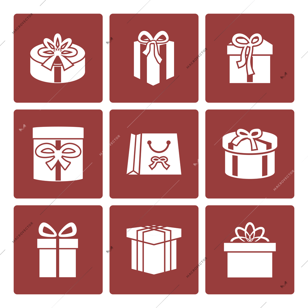 Present boxes icons set for online delivery website isolated vector illustration