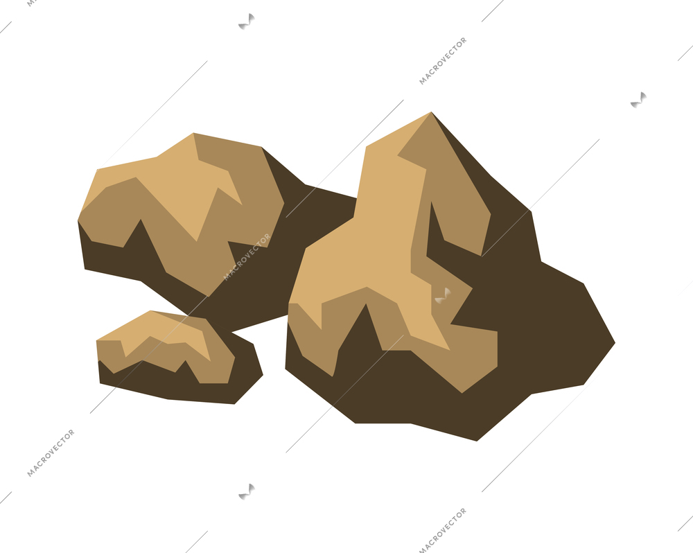 Isometric camping hiking active lifestyle vacation isometric composition with isolated image of cliff rocks vector illustration