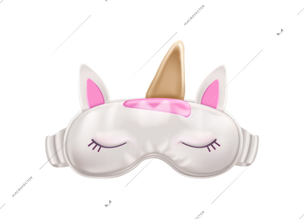 Sleeping eye mask composition with isolated image of fancy soft mask for sleep on blank background vector illustration