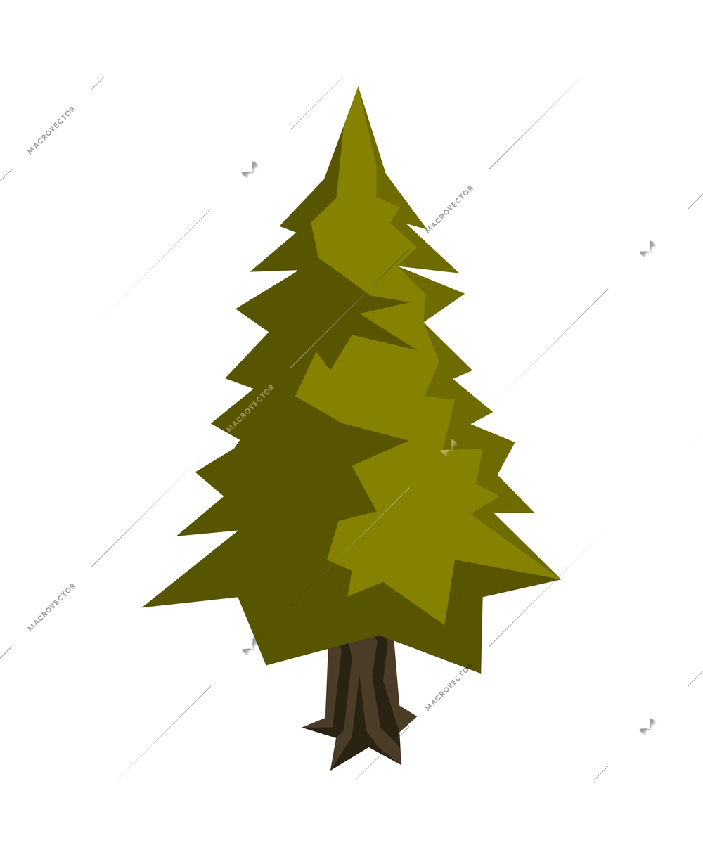 Isometric camping hiking active lifestyle vacation isometric composition with isolated image of fir tree vector illustration