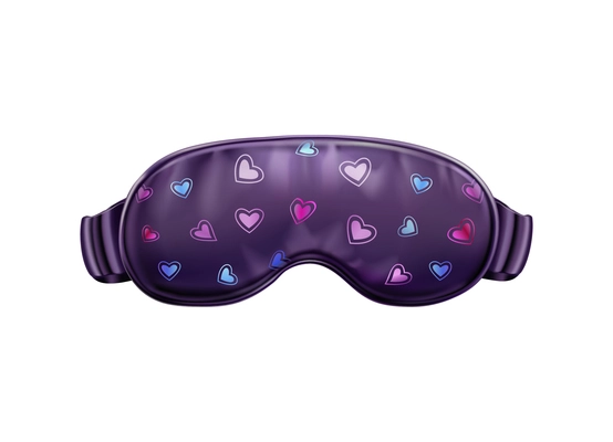Sleeping eye mask composition with isolated image of fancy soft mask for sleep on blank background vector illustration