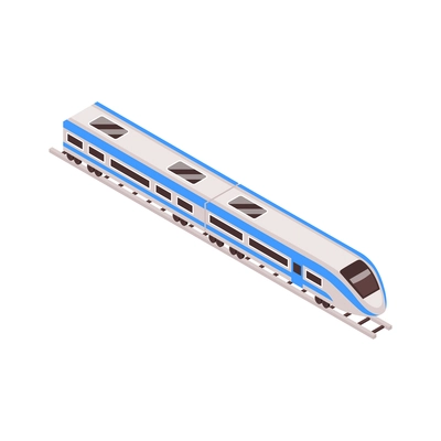 Isometric railway station train composition with isolated image of high speed intercity train on blank background vector illustration