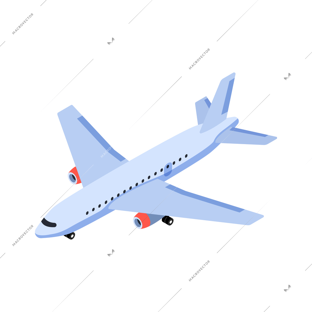 Isometric logistic delivery warehouse composition with isolated image of cargo aircraft on blank background vector illustration