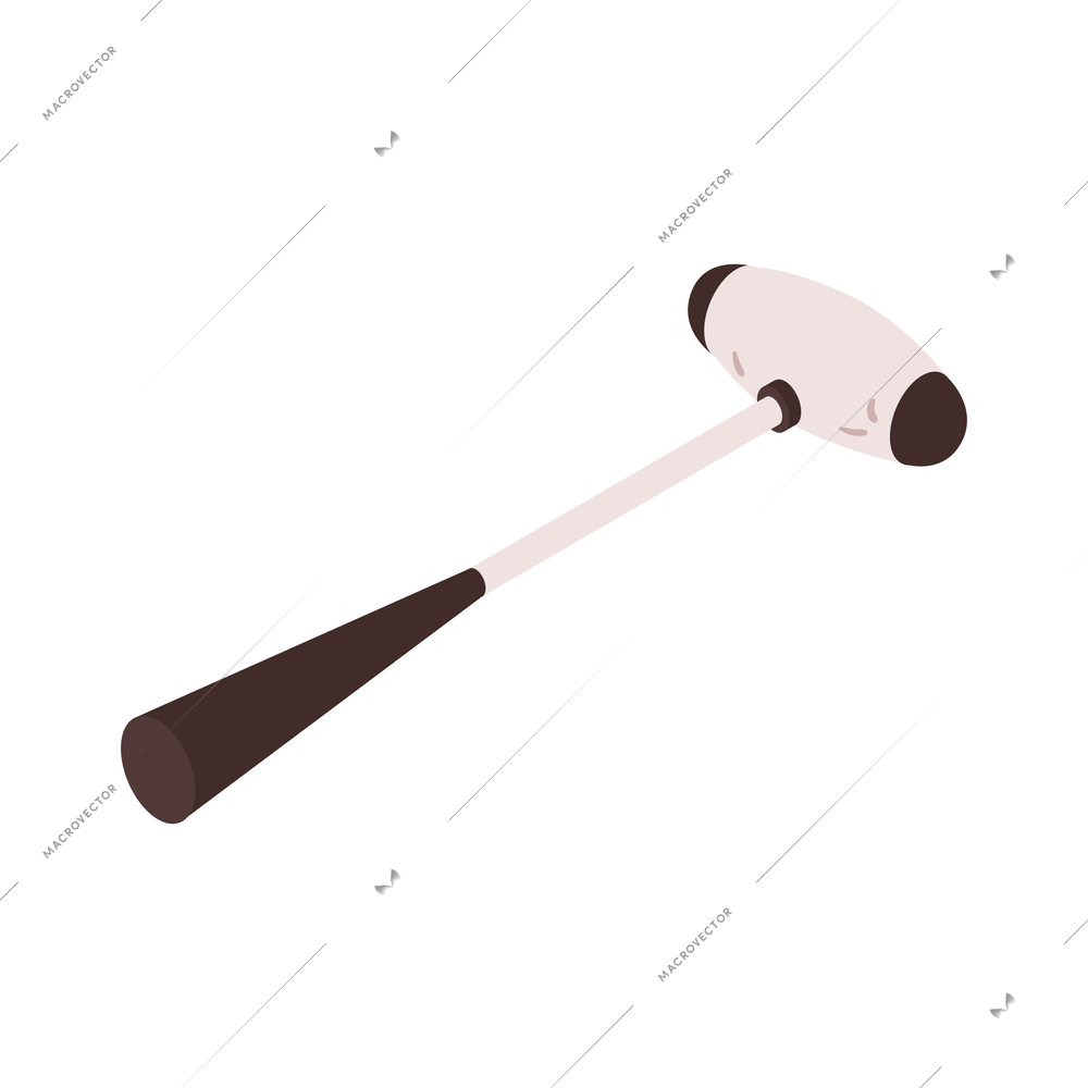 Isometric neurological neurology composition with isolated image of medical hammer on blank background vector illustration