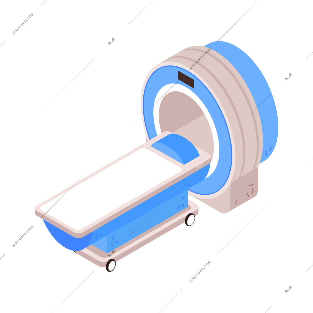 Isometric neurological neurology composition with isolated image of medical mri scanner on blank background vector illustration