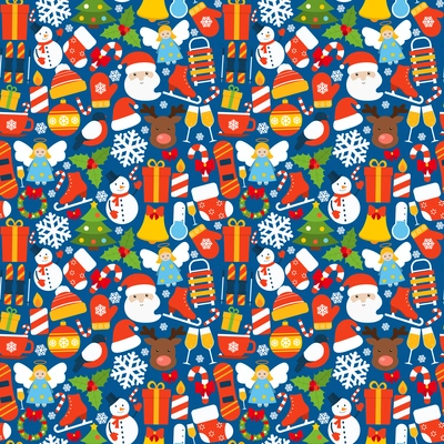 Winter seamless pattern with christmas and new year holiday decoration vector illustration