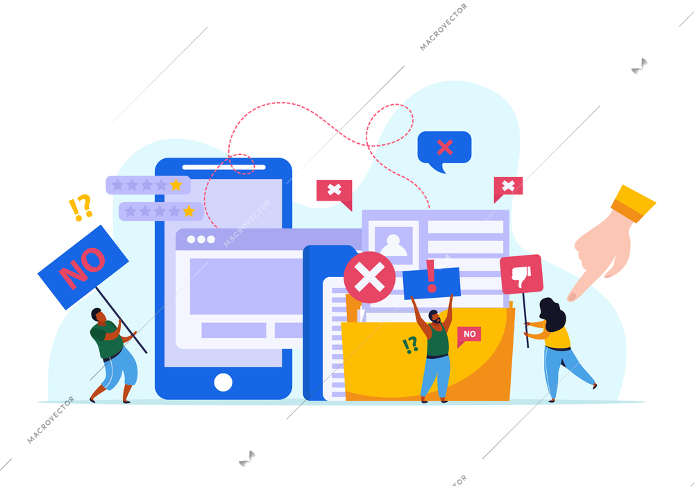 Cancel culture concept design with communication symbols flat vector illustration