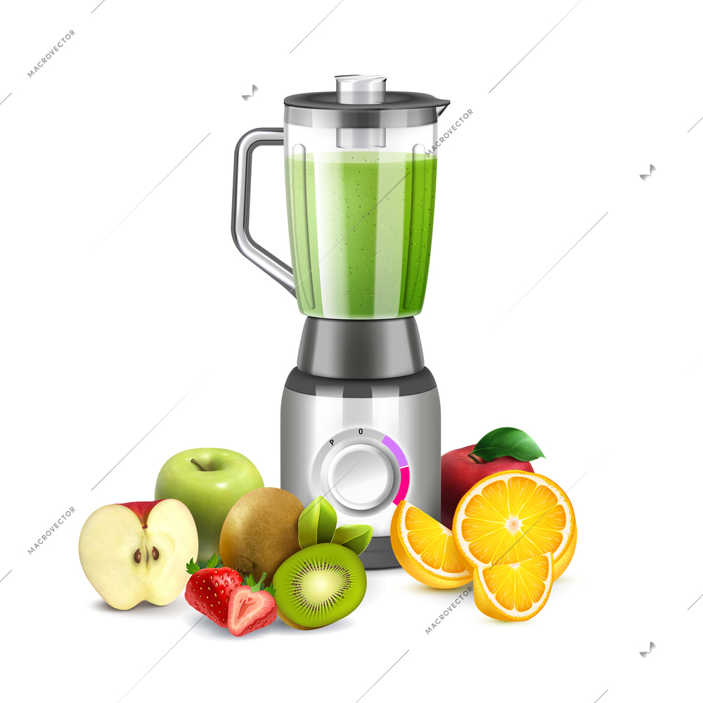 Fresh fruit smoothie made with electric blender generated by AI