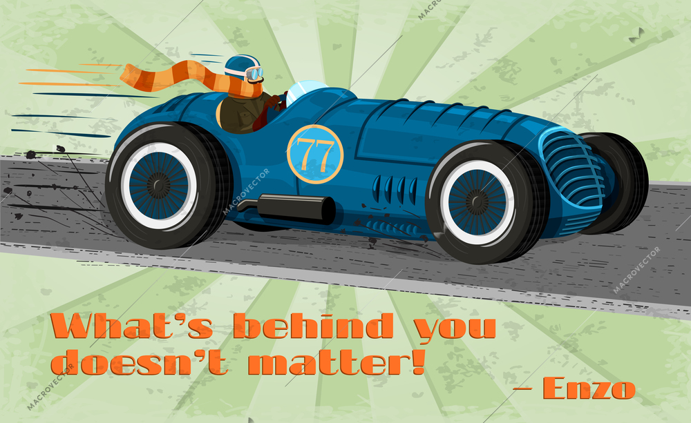 Vintage racing car poster isolated vector illustration