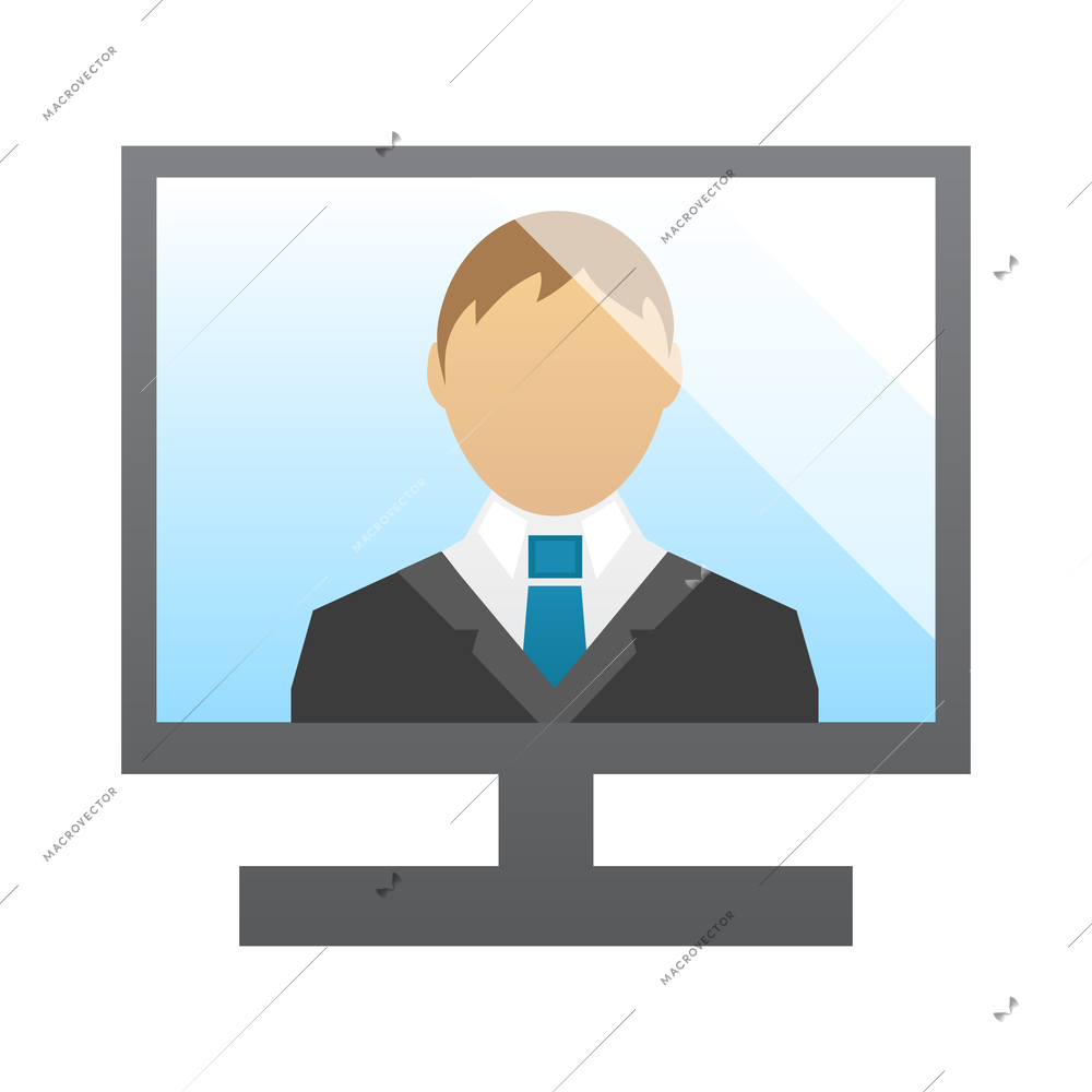 Meet online composition with isolated colorful icons of business communications on blank background vector illustration