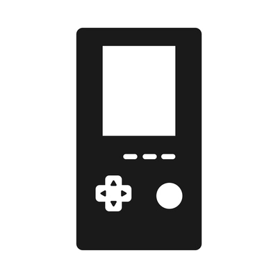 Video game flat composition with console gaming controller monochrome icon on blank background isolated vector illustration