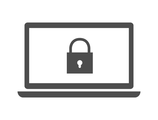 Information security composition with flat monochrome technology icon on blank background vector illustration