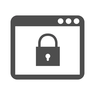 Information security composition with flat monochrome technology icon on blank background vector illustration