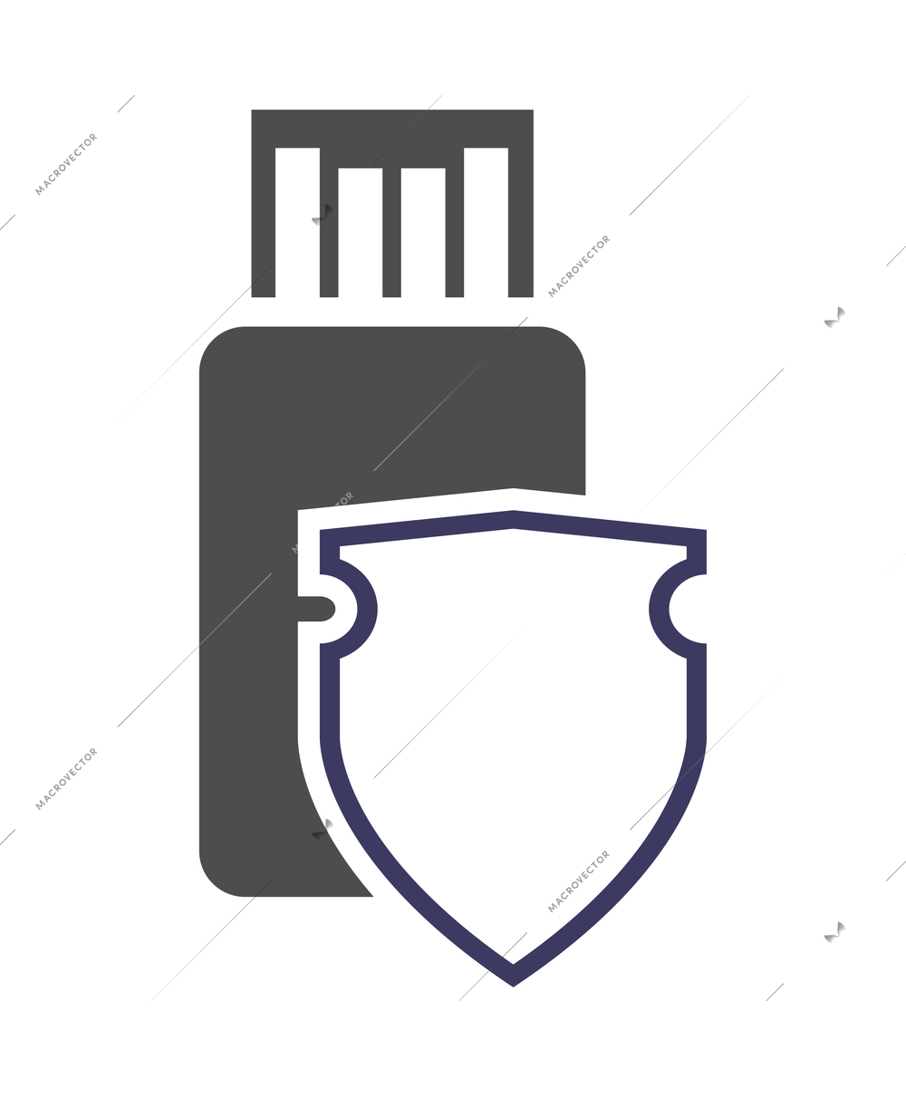 Information security composition with flat monochrome technology icon on blank background vector illustration