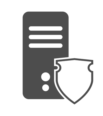 Information security composition with flat monochrome technology icon on blank background vector illustration