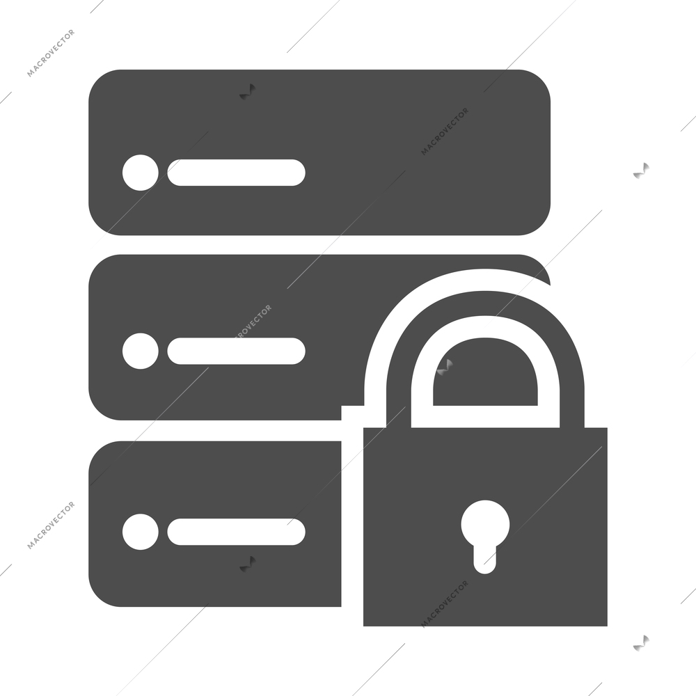 Information security composition with flat monochrome technology icon on blank background vector illustration