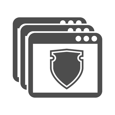 Information security composition with flat monochrome technology icon on blank background vector illustration