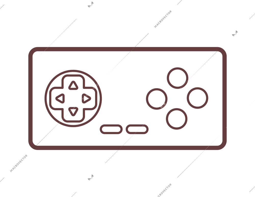 Video game flat composition with console gaming controller outline icon on blank background isolated vector illustration