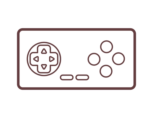 Video game flat composition with console gaming controller outline icon on blank background isolated vector illustration