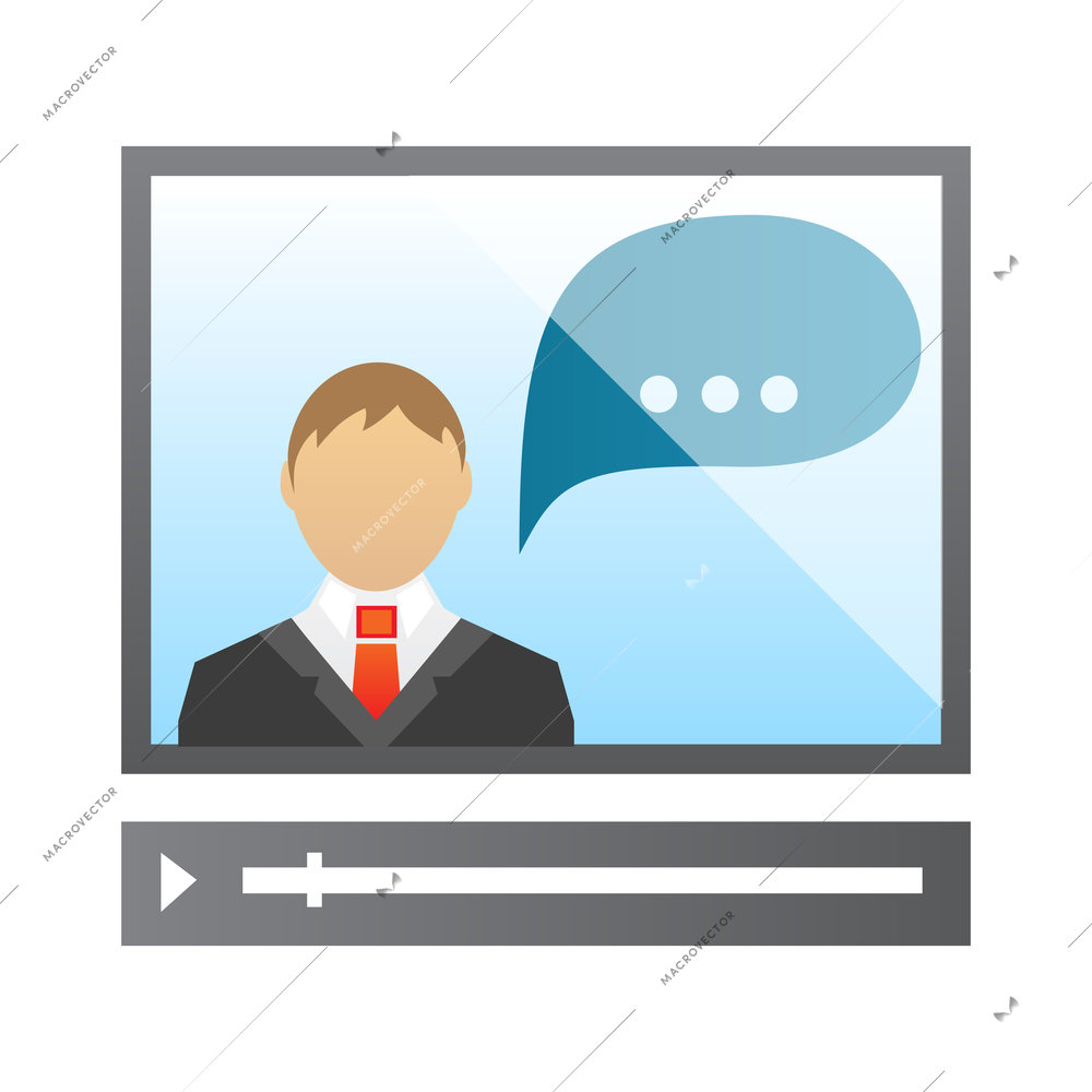 Meet online composition with isolated colorful icons of business communications on blank background vector illustration