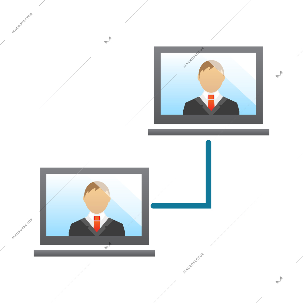 Meet online composition with isolated colorful icons of business communications on blank background vector illustration
