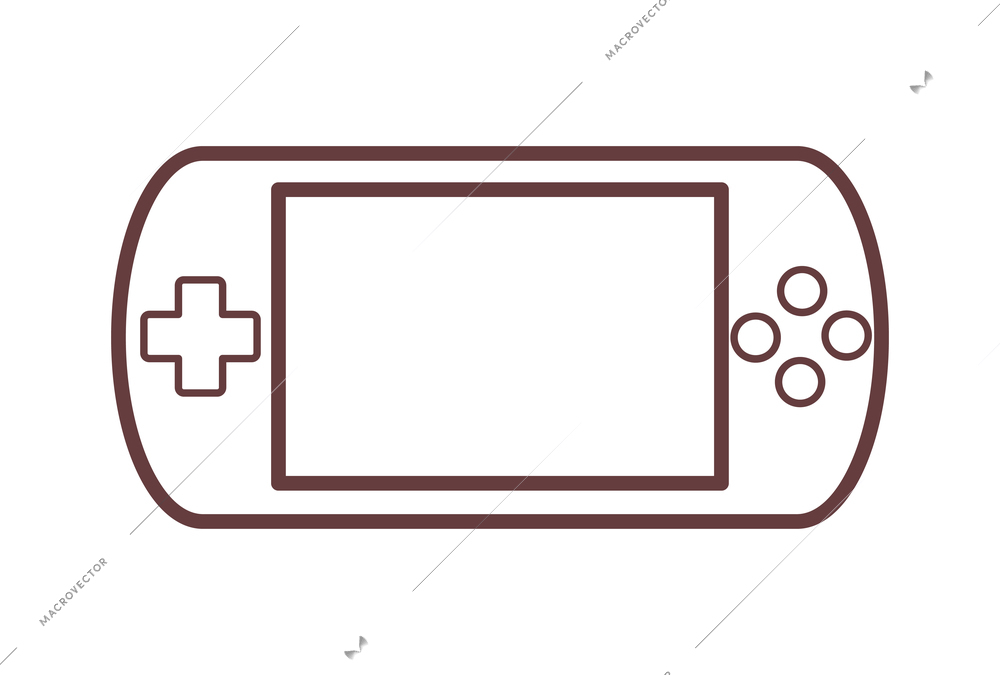 Video game flat composition with console gaming controller outline icon on blank background isolated vector illustration