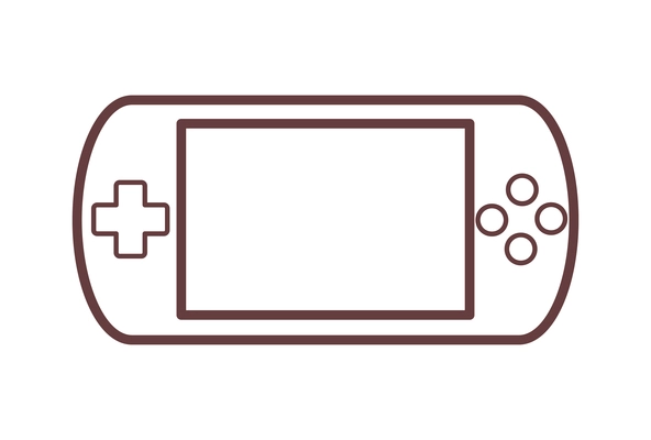 Video game flat composition with console gaming controller outline icon on blank background isolated vector illustration