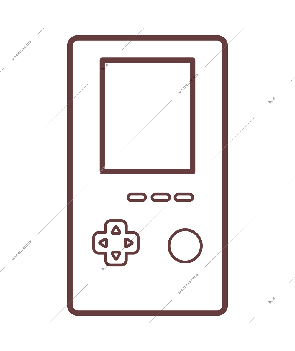 Video game flat composition with console gaming controller outline icon on blank background isolated vector illustration