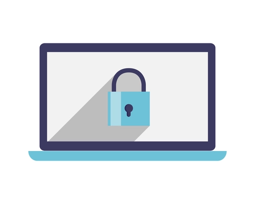 Information security composition with flat isolated technology icon on blank background vector illustration