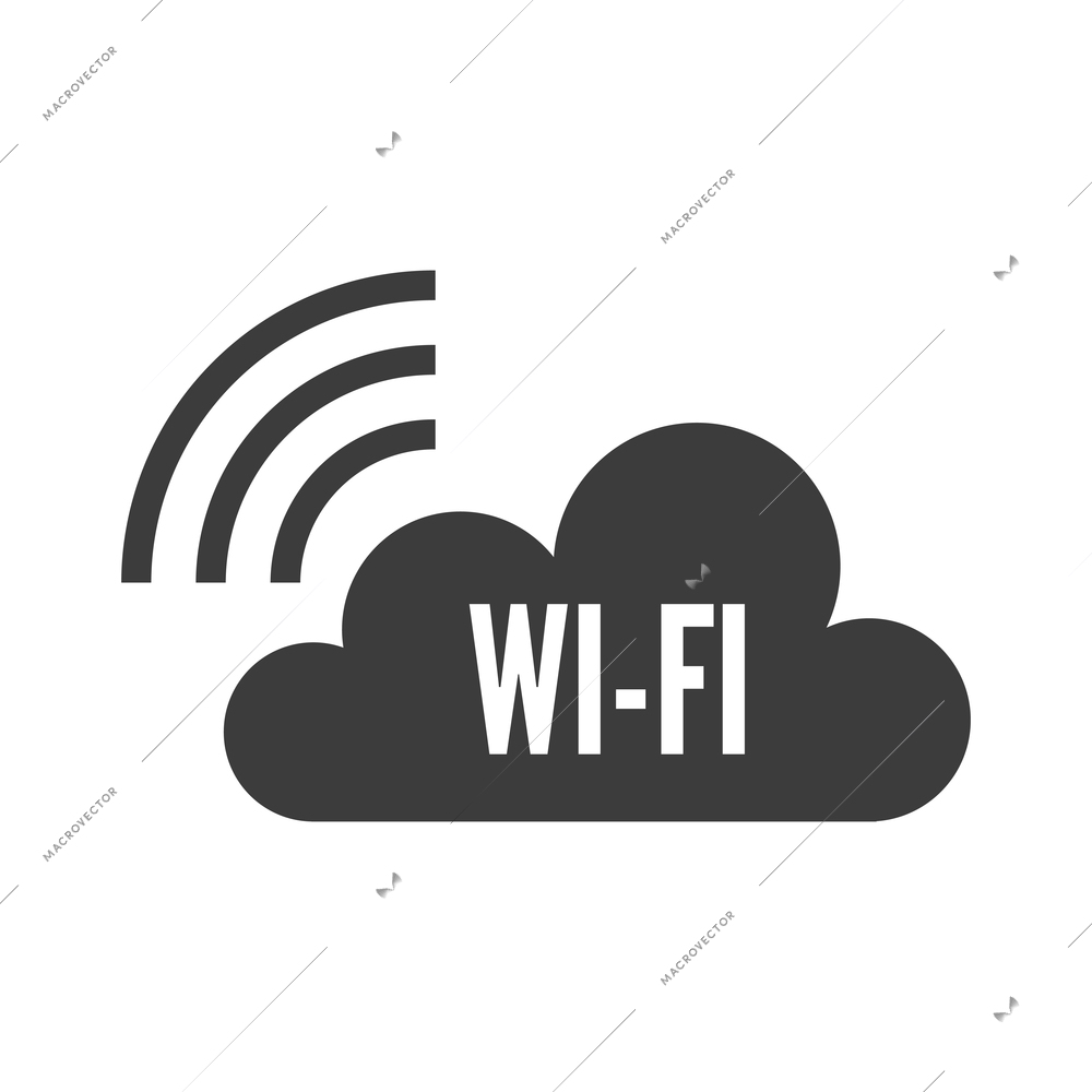 Wireless communication network business composition with black isolated wi-fi icon on blank background vector illustration